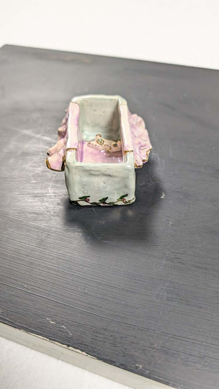Heather Goldminc Blue Sky Amour Shoe Box Trinket Dish BASE ONLY Hand Signed 2000 - Picture 2 of 11